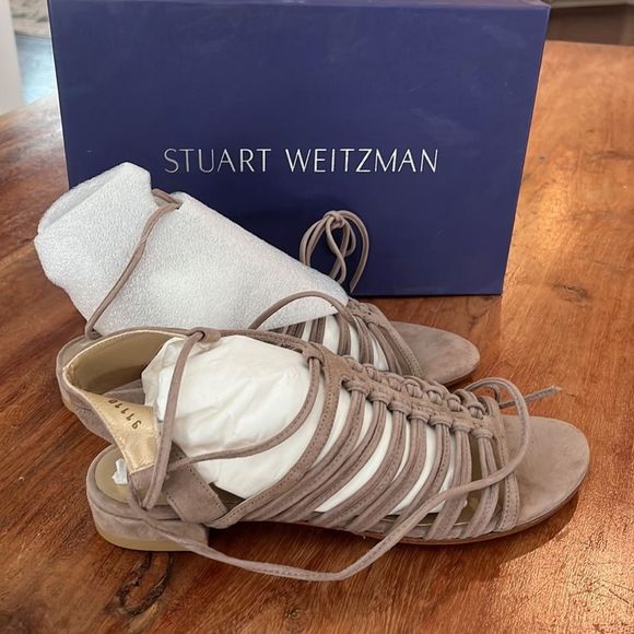 Stuart Weitzman Brown Suede Strappy Sandals, Size 7 - Picture 6 of 6